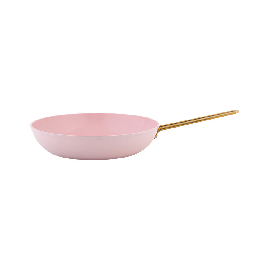 Rosa stekepanne med keramisk belegg og gullhåndtak, 28 cm - Nova Faye.