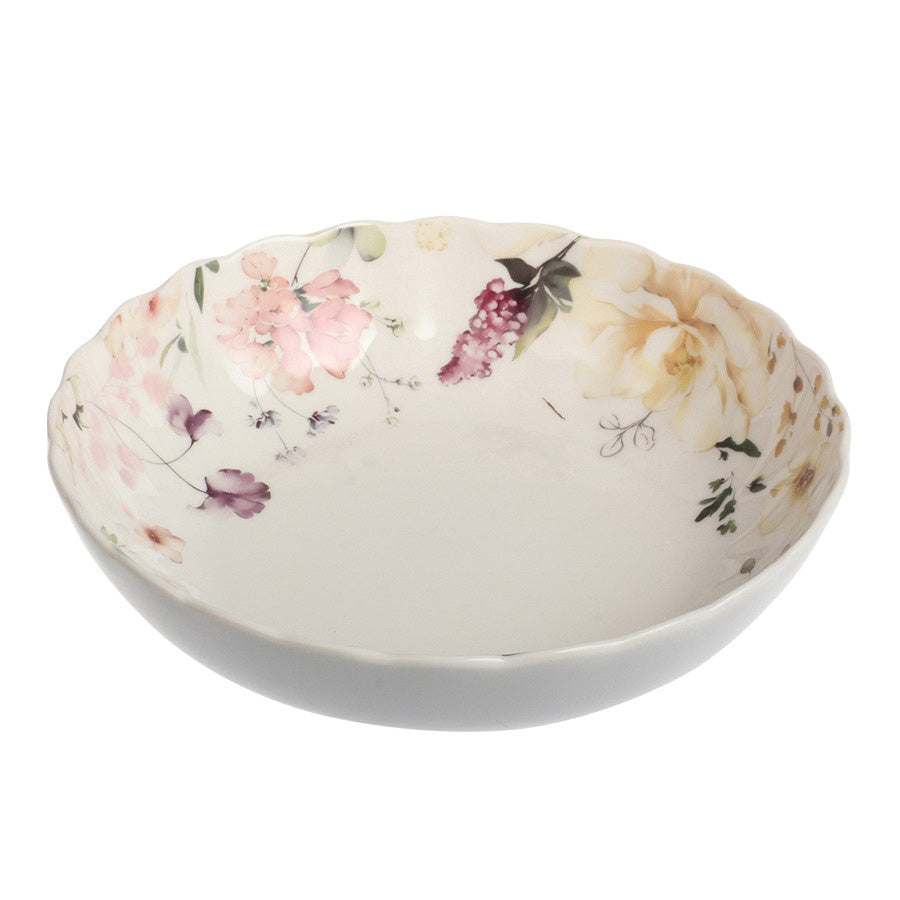 Nova Lilly Dyp Tallerken 20cm Flower, elegant dyp tallerken med blomsterdesign, ideell for pastaretter og salater, laget av NOVA.