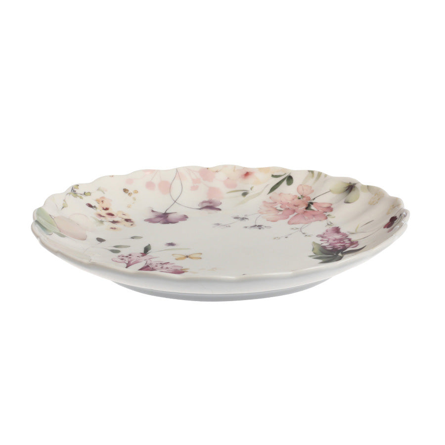 Nova Lilly Tallerken 21cm Villblomst i profil, fremhever det delikate blomsterdesignet.