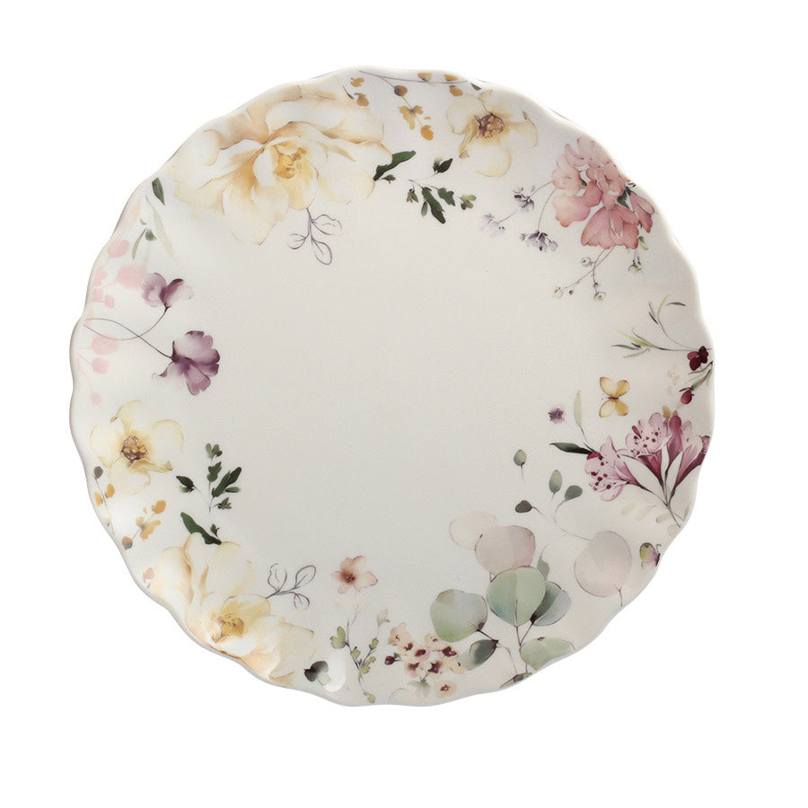 Nova Lilly Tallerken 26cm Flower – en elegant middagstallerken med blomsterprint, perfekt for servering av hovedretter.