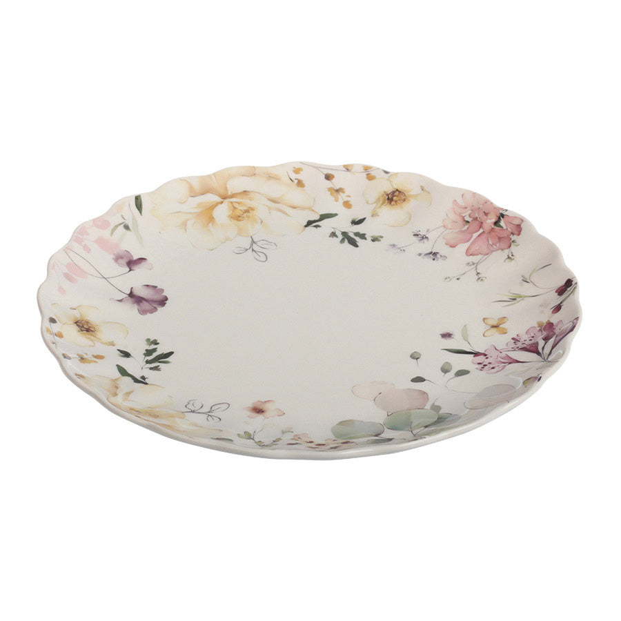 Nova Lilly Tallerken 26cm Flower – romantisk tallerken i bølgekant, ideell for anretning av mat med stil.
