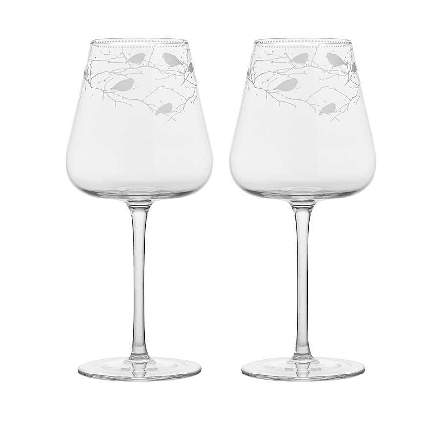 Porsgrund Dompap vinglass 72 cl i 2-pakning med elegant gravert dompapmotiv