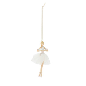 Porsgrunds Ballerina Bourrée hengepynt i hvitt porselen med tyllskjørt, 12 cm