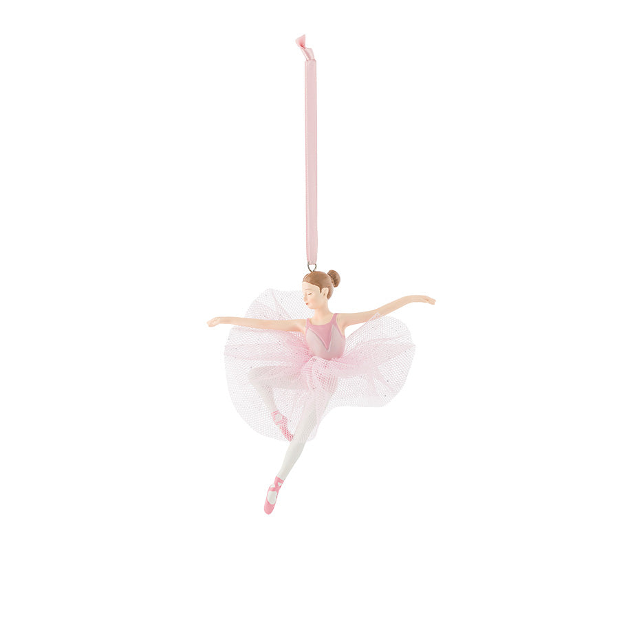 Rosa ballerina hengepynt i porselen fra Porsgrunds Porselænsfabrik, 12 cm, med tyllskjørt og oppheng