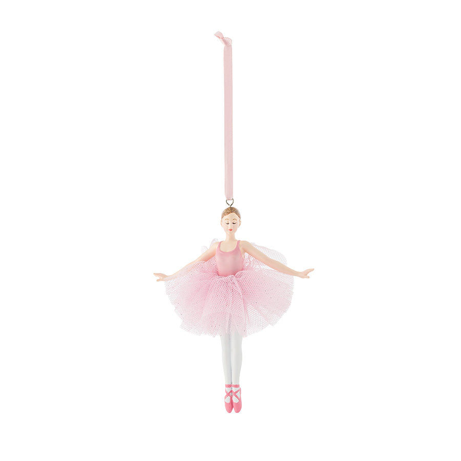 Rosa ballerina hengepynt i porselen fra Porsgrunds Porselænsfabrik, 12 cm, med tyllskjørt og sløyfe