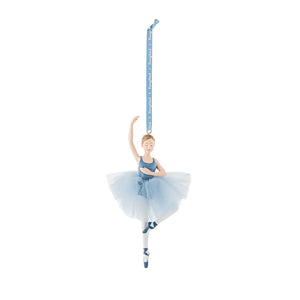 Porsgrunds Porselænsfabrik Ballerina Soutenu hengepynt i blått porselen med tyllskjørt, 12 cm