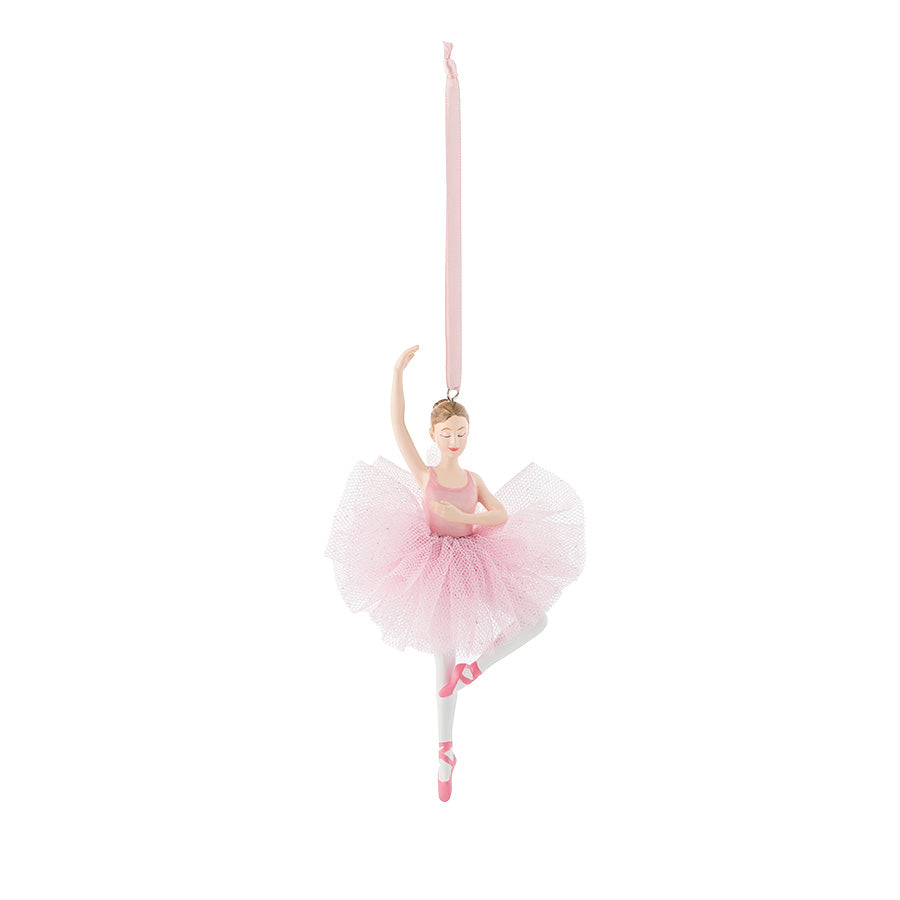 Rosa ballerina hengepynt i porselen fra Porsgrunds Porselænsfabrik, 12 cm, med tyllskjørt og sløyfe