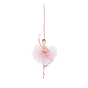 Rosa ballerina hengepynt i porselen fra Porsgrunds Porselænsfabrik, 12 cm, med tyllskjørt og sløyfe