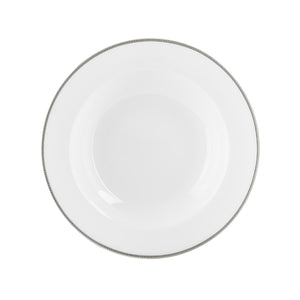 Porsgrund Porselænsfabrik Isabelle Platinum Dyp Tallerken 23 cm med elegant platinakant, ideell for servering av supper og pasta.