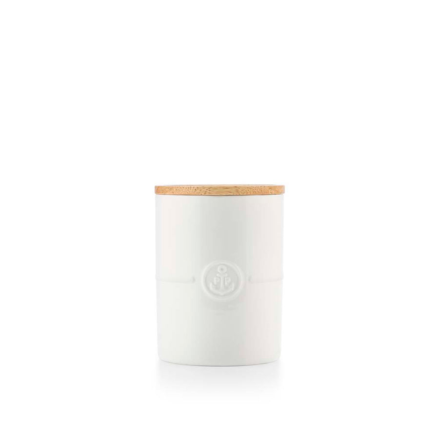 Porsgrund Porselænsfabrik Ildfast Beholder m/Trelokk 13cm Hvit - elegant oppbevaringsløsning i hvitt porselen med trelokk, perfekt for oppbevaring på kjøkkenet.