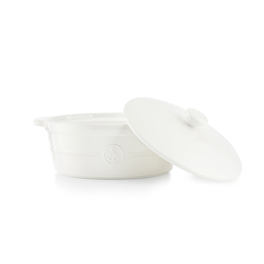 Porsgrund Porselænsfabrik Ildfast Rund Form m/Lokk 24cm Hvit - Ildfast form med lokk, perfekt for å holde maten varm under servering.