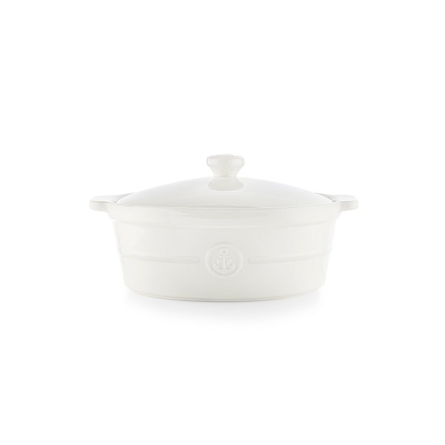 Porsgrund Porselænsfabrik Ildfast Rund Form m/Lokk 24cm Hvit - Elegant ildfast form med lokk i hvitt porselen, ideell for matlaging og servering.