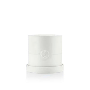 Porsgrund Porselænsfabrik ildfast urtepotte med underskål 14 cm i hvit, perfekt til friske urter på kjøkkenbenken. Urtepotte designet for enkel bruk.