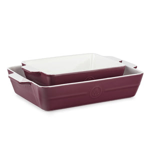 Bilde av Porsgrund Porselen Ildfast Form Sett 32,5x20,5 / 25,5x15cm Rosso 2pk, elegant ildfast porselen i dyp rød farge, perfekt for matlaging og servering, laget av PORSGRUNDS PORSELÆNSFABRIK.