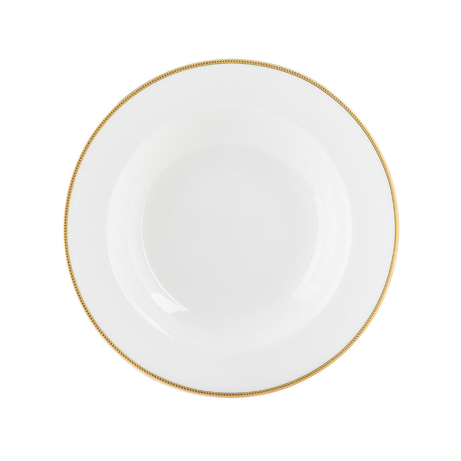 Porsgrund Porselænsfabrik Isabelle Gull Dyp Tallerken 23cm, elegant dyp tallerken i hvitt benporselen med gullkant.