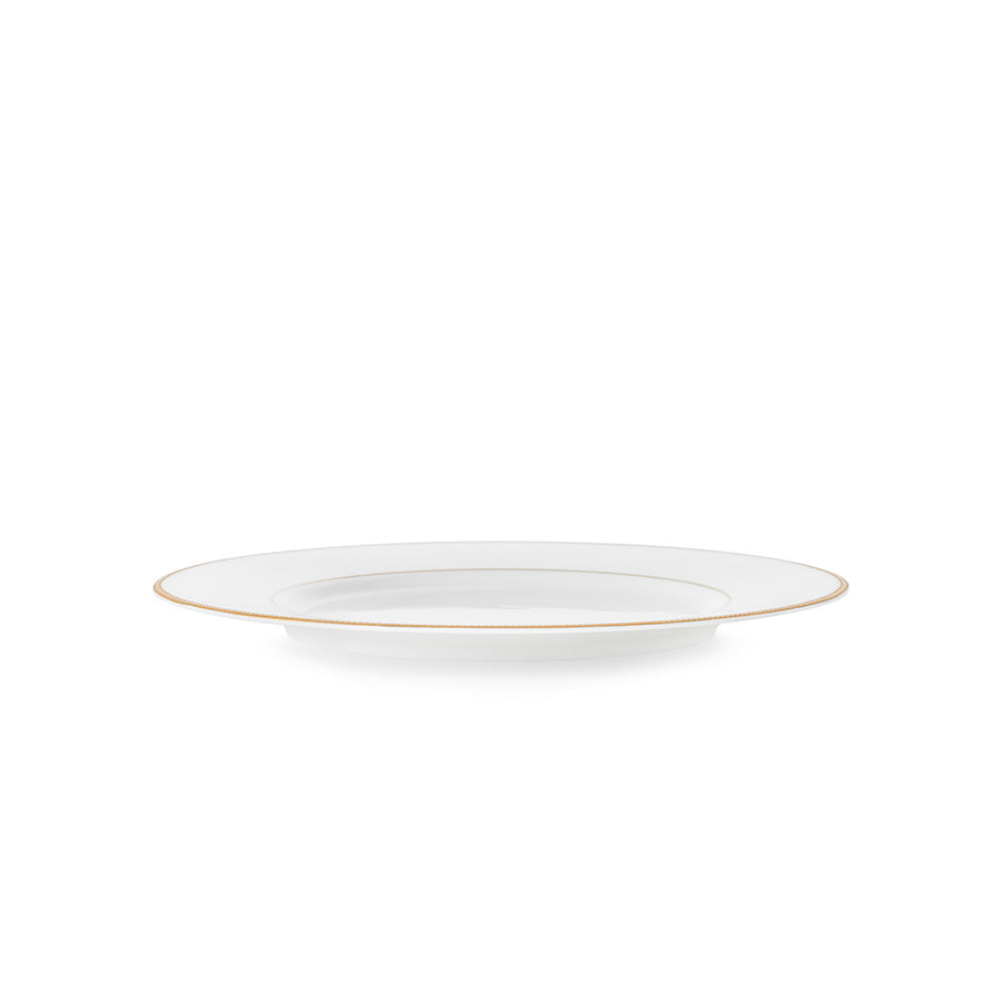 Sidetview av Porsgrund Porselænsfabrik Isabelle Gull Tallerken 22cm, viser den stilige, enkle formen.