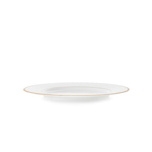 Sidetview av Porsgrund Porselænsfabrik Isabelle Gull Tallerken 22cm, viser den stilige, enkle formen.