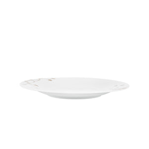 Porsgrund Porselænsfabrik Maxistrå Tallerken 22 cm Beige, sett fra siden, viser det elegante og moderne designet med beige detaljer.