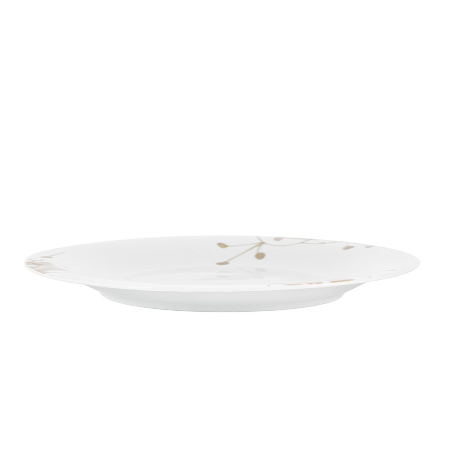 Porsgrund Porselænsfabrik Maxistrå Tallerken 28 cm Beige, sidevisning av middagstallerken med klassisk strådecor, delikat og moderne nordisk stil.