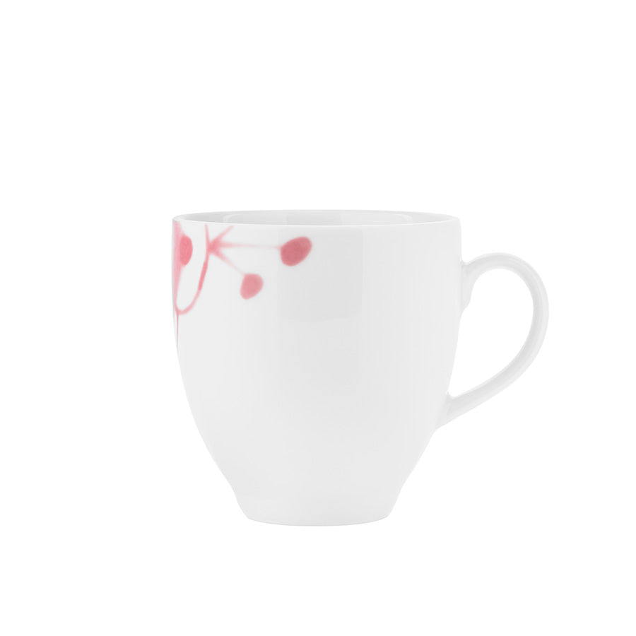 Sidevisning av Porsgrund Porselænsfabrik Maxistrå Krus 35cl Nomi Rosa, med delikat rosafarge og håndlagde detaljer.