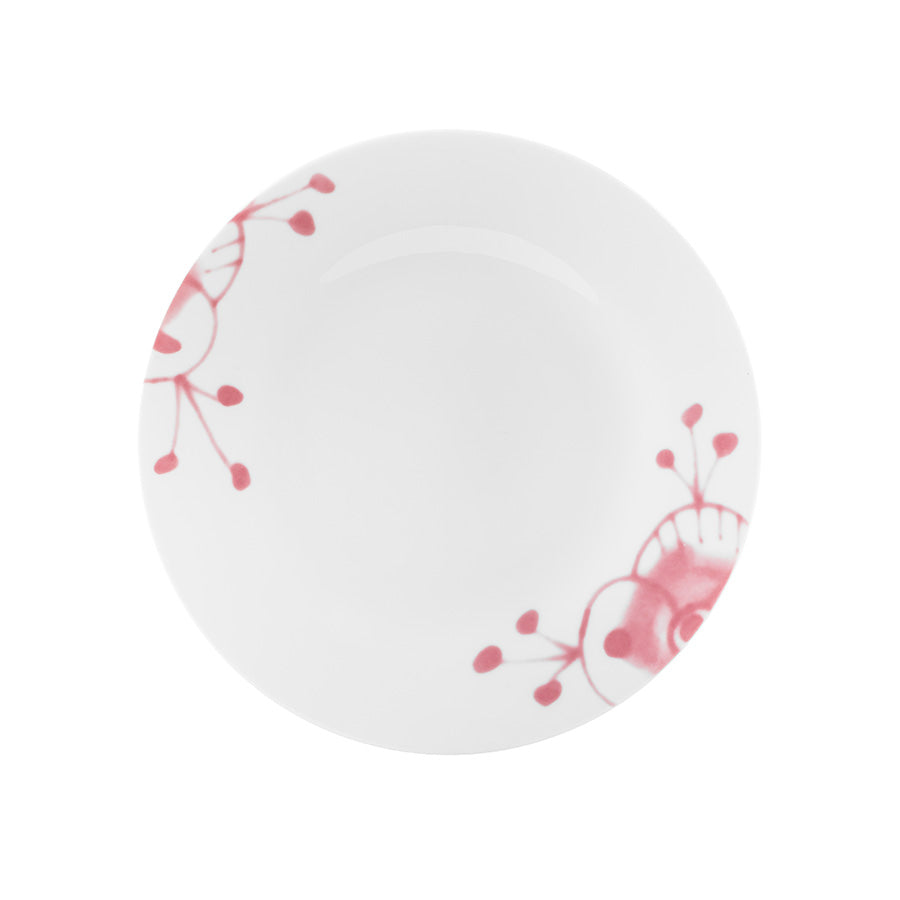 Porsgrund Porselænsfabrik Maxistrå Tallerken 22 cm Rosa, oversiktsbilde av tallerkenen med rosastrå-mønster.