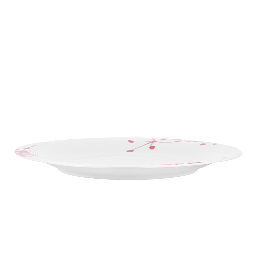 Sidevisning av Porsgrund Porselænsfabrik Maxistrå Tallerken 28 cm Rosa, med elegant design og rosastrå-detaljer.