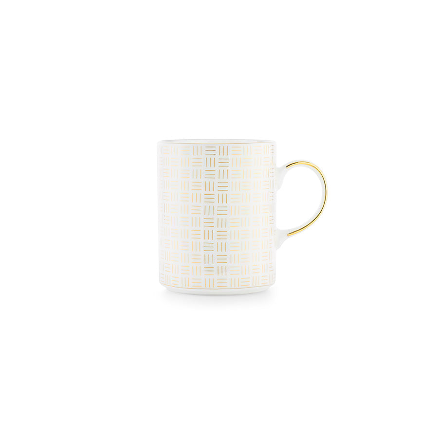 Porsgrund Porselænsfabrik Vivienne Gull Krus 35cl i eksklusivt benporselen med gyllent mønster. Designet kombinerer klassiske og moderne elementer.