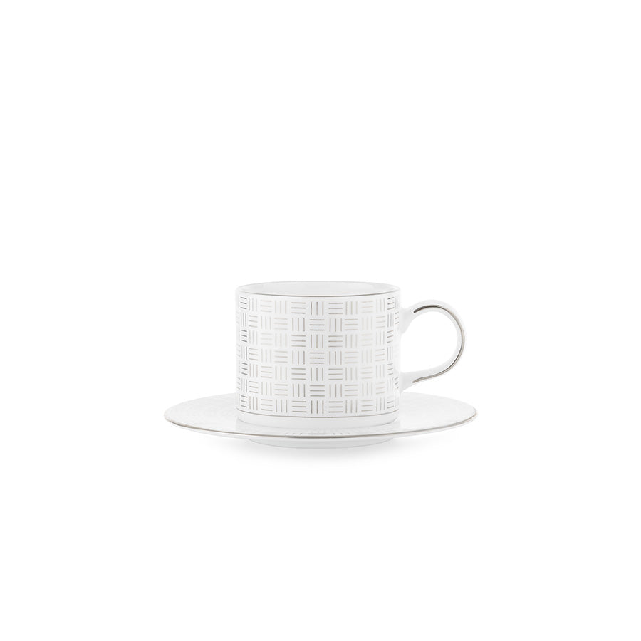 Porsgrund Porselænsfabrik Vivienne Kaffekopp med skål, elegant kaffekopp i benporselen med platinadekor i klassisk design.