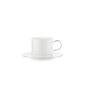 Porsgrund Porselænsfabrik Vivienne Kaffekopp med skål, elegant kaffekopp i benporselen med platinadekor i klassisk design.