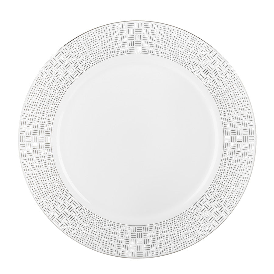 Porsgrund Porselænsfabrik Vivienne Platinum Tallerken 28cm med elegant platinadekor, sett ovenfra, ideell for festlige anledninger.