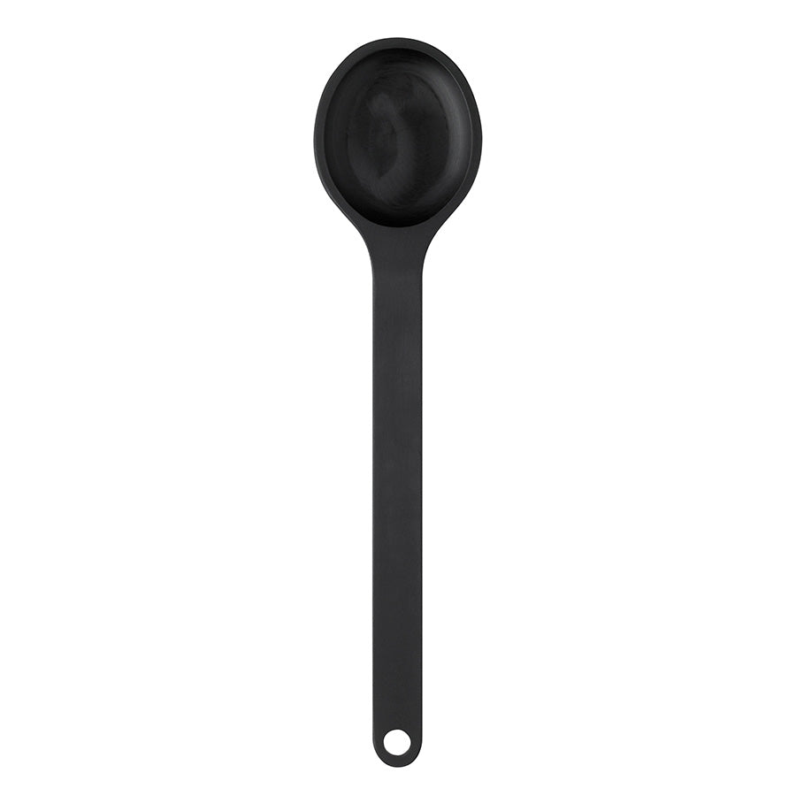 Røreskje i sort, 30 cm lang, laget av naturlig antibakterielt materiale, ideell for røring i gryter og panner.