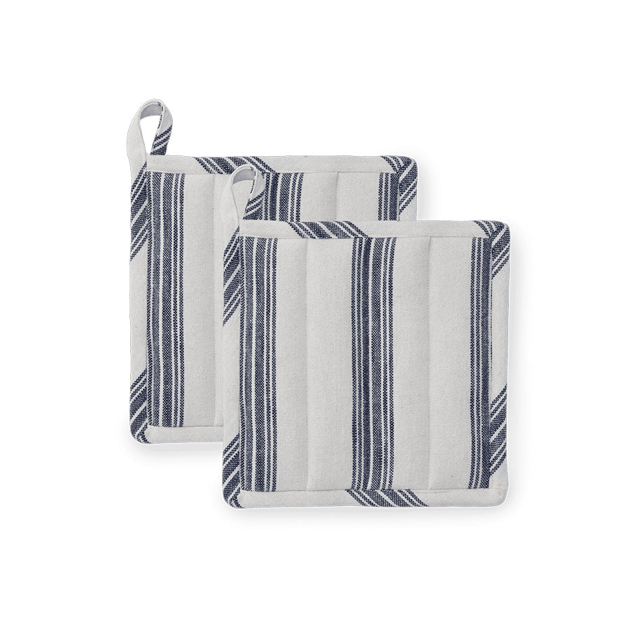 ROSENDAHL Rosendahl Grytekluter 22x22cm 2pk Blå – grytekluter i sett med blå striper og opphengsløkke