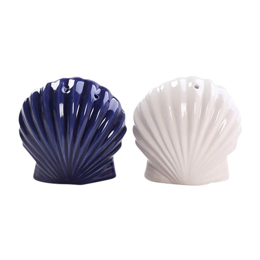 Seasons Summer Collection Salt- & Pepperbøsse Skjell 7cm Hvit/Blå