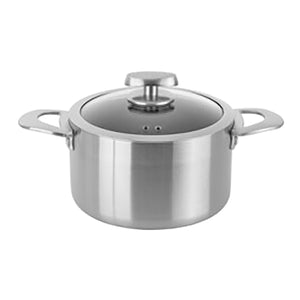 SCANPAN Nura Gryte 3,5 liter med glasslokk og to sidehåndtak, sett forfra