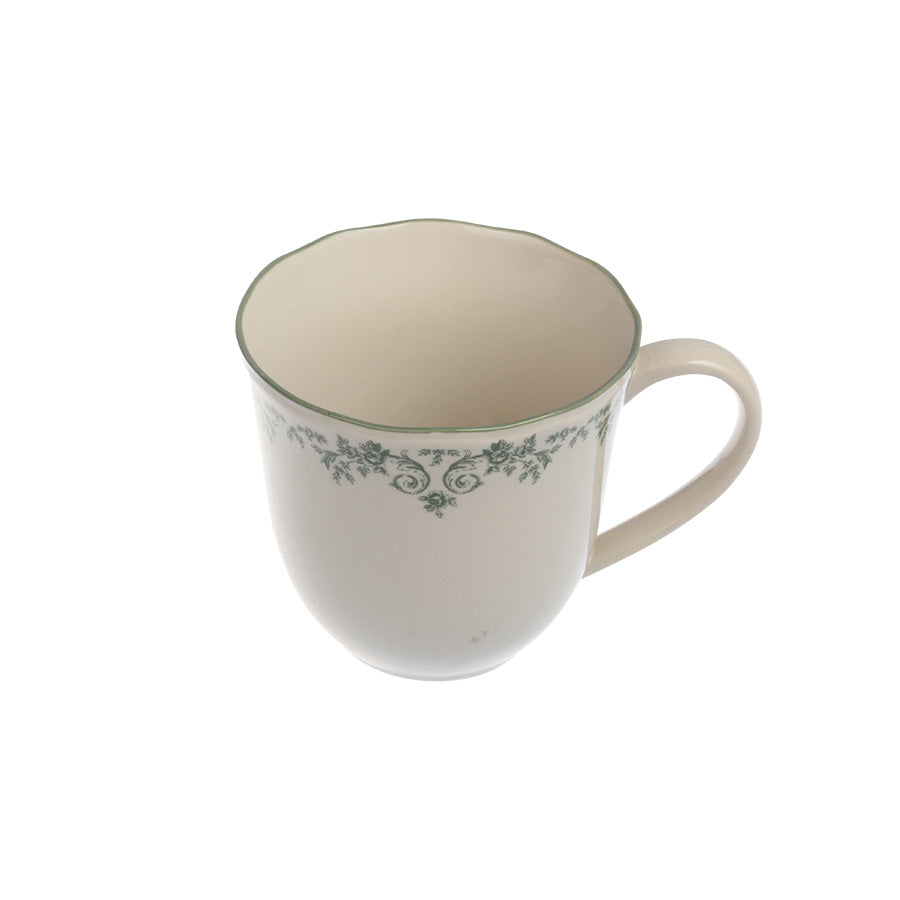 Søt kopp fra Seasons Fall Collection med grønn blomsterkant, romslig 400 ml, perfekt for kaffe eller te i en elegant setting.
