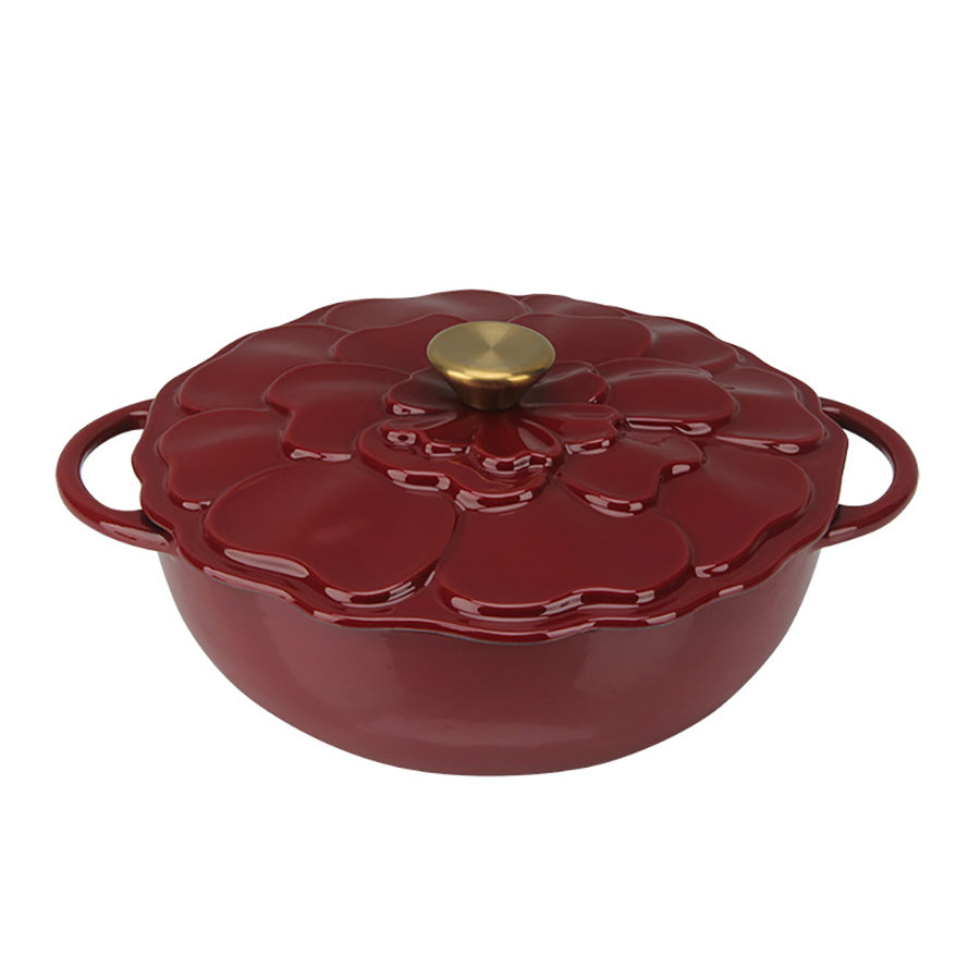 Seasons Fall Collection Støpejernsgryte m/Lokk 3,8L Blomsterdekor Burgunder