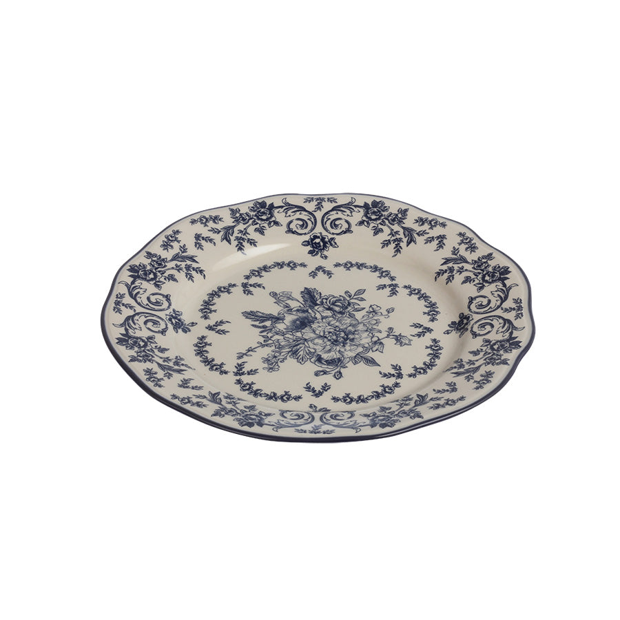 Tallerken fra Seasons Fall Collection i 21 cm med vakkert blå blomsterdekor, perfekt for servering av dessert og forretter.