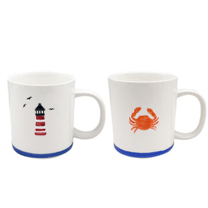 Maritime krus sett med fyrtårn og krabbe motiv, perfekt for sommerlige stunder.