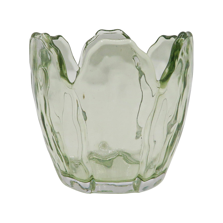 Seasons lyslykt fra Spring Collection, grønn farge, med en organisk, bølget form på 8,5 x 8 cm, som gir stemningsfullt lys og vårstemning.