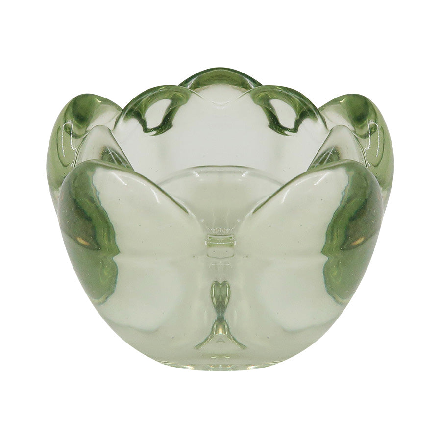 Seasons lyslykt fra Spring Collection, 8x5,5cm, grønn glasslykts formet som en blomst, perfekt for stemningsfull belysning.