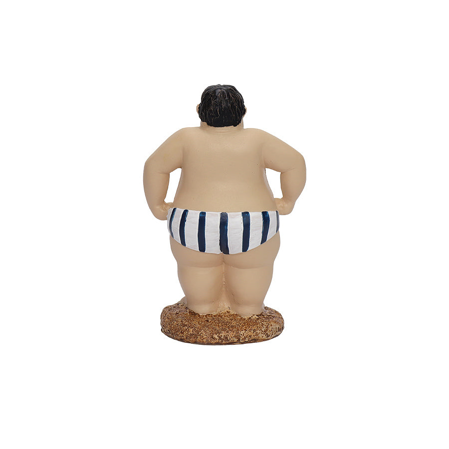 SEASONS Seasons Summer Collection Bademann 10cm – baksidevisning av badefigur med stripete badebukse, sommerlig maritim interiørdekor