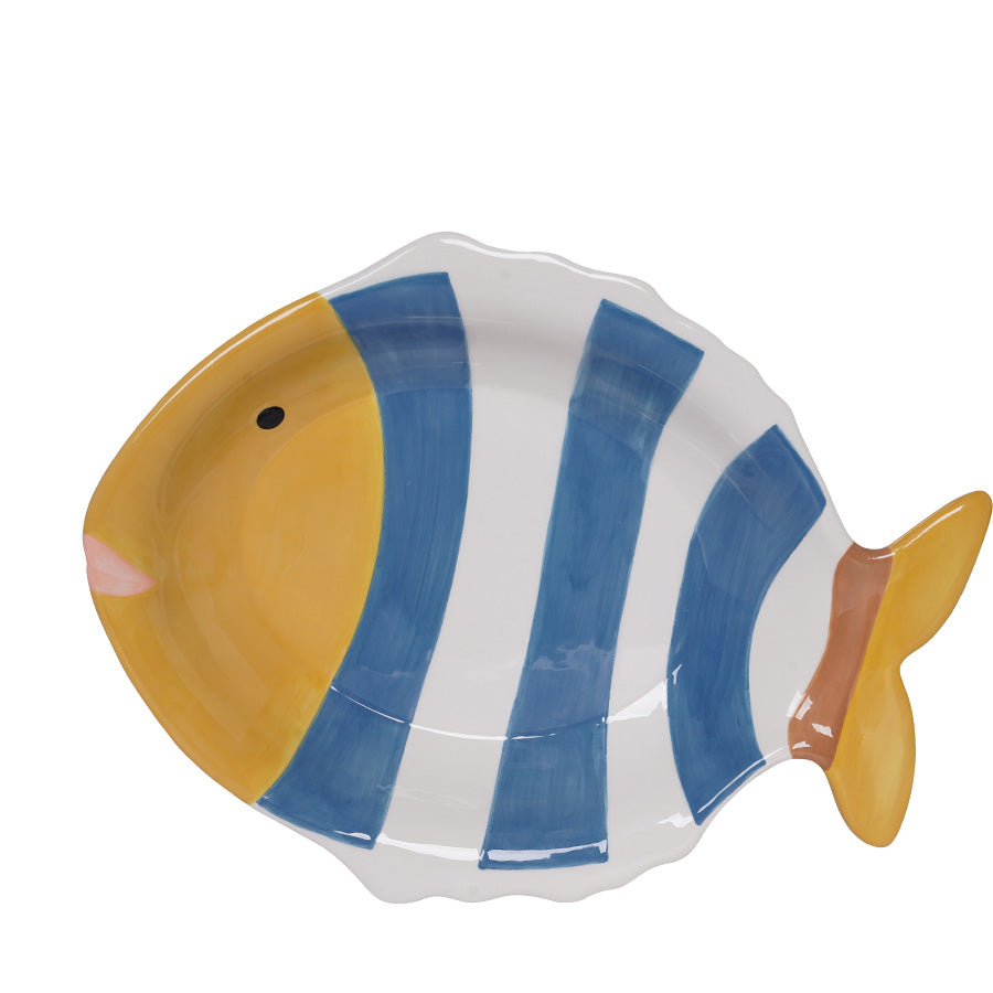SEASONS Fiskefat fra Seasons Summer Collection – fiskefat 30,5x24 cm i lysblå og gul med fiskeform (Fiskefat)