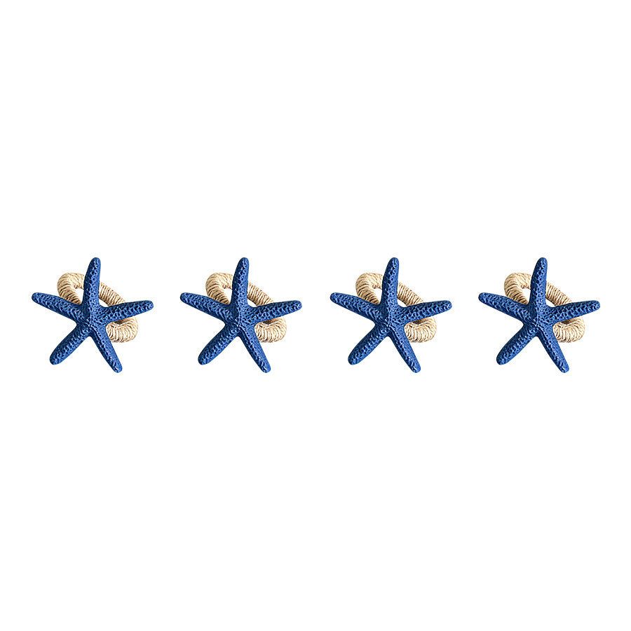 SEASONS Serviettringer Seasons Summer Collection serviettringer Sjøstjerne 4-pk blå – sjøstjerneformede serviettringer i maritim blå farge (4 stk)