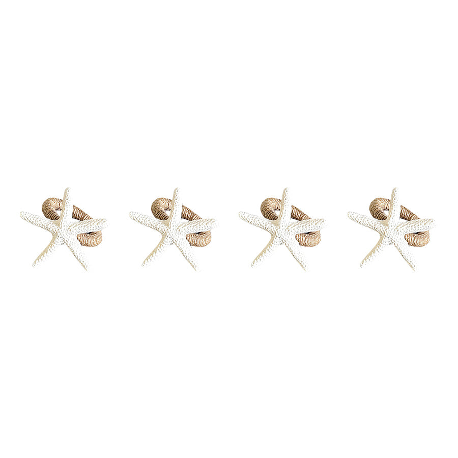 SEASONS – Seasons Summer Collection Serviettringer Sjøstjerne 4-pk Hvit, sett med fire hvite serviettringer i sjøstjernemotiv
