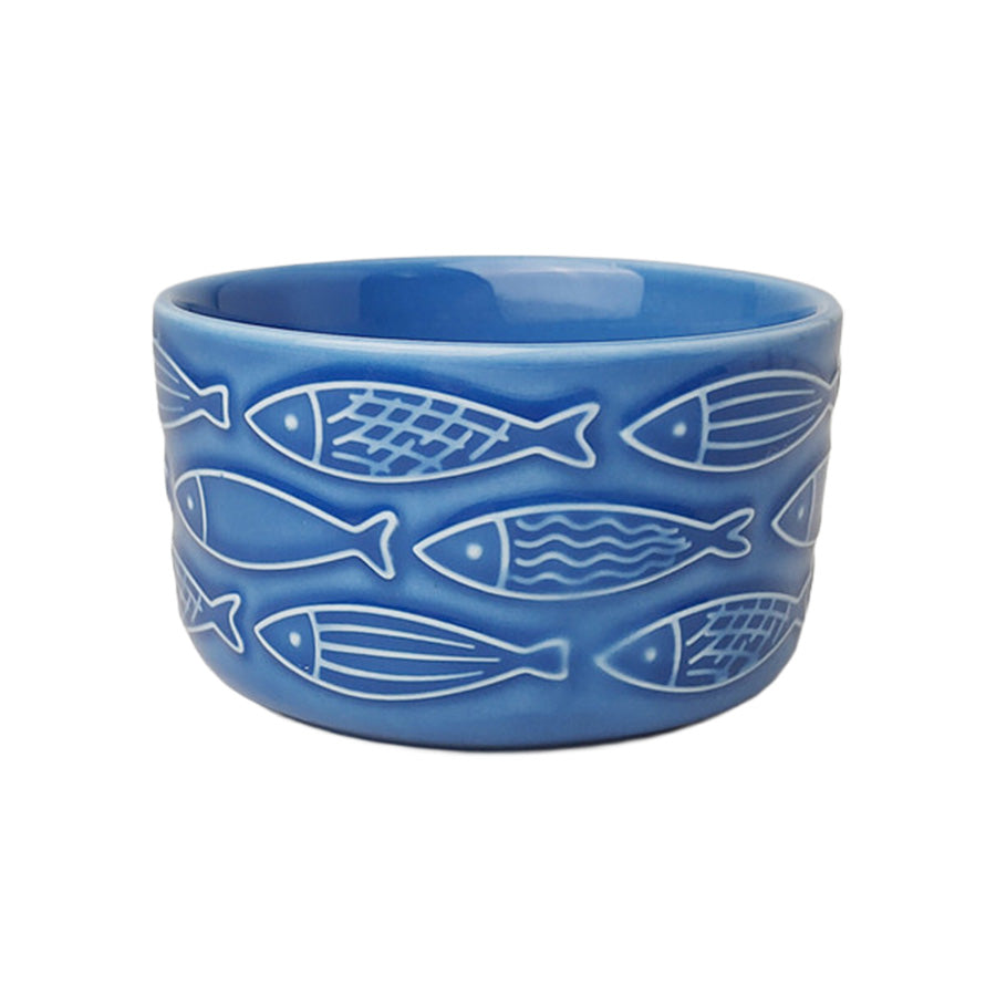 SEASONS Skål 2pk Marine fra Seasons Summer Collection – nærbilde av blå skål med fiskemønster og maritim dekor (9,8 x 5,8 cm), "Skål "
