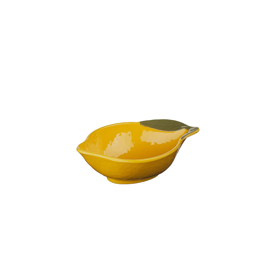 SEASONS Seasons Capri Collection Skål Sitron 15 cm – liten serveringsskål i sitrongult med grønn bladkant, dekorativ Skål for dip og småsnacks