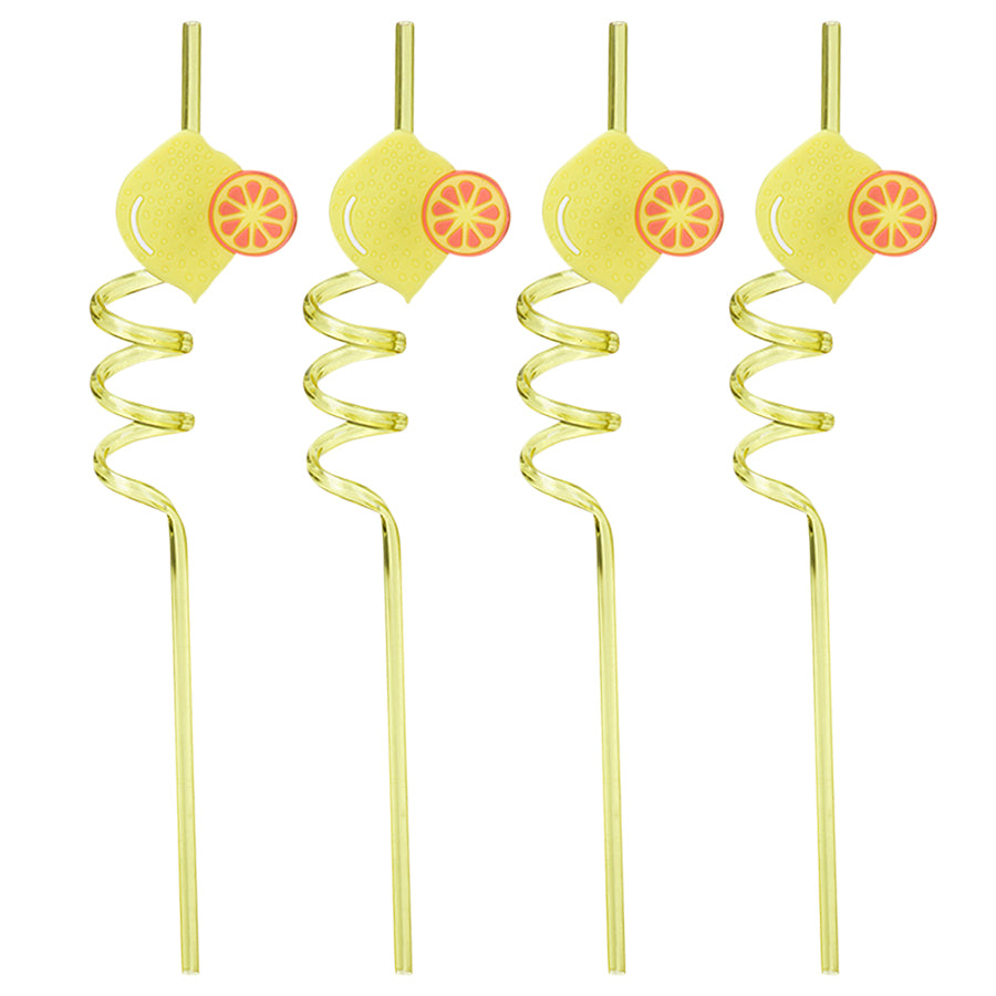 Seasons Summer Collection Sugerør Plast 4pk Sitron