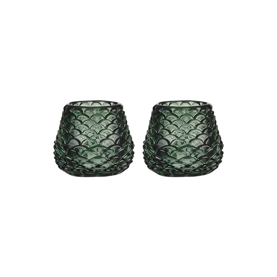 Telysholder Furu Glass  6,5cm Grønn 2pk