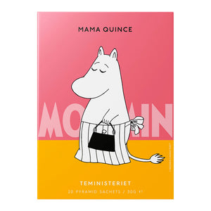Teministeriet Moomin Mummimamma sort te med pyramidposer i fargerik emballasje, perfekt for teelskere.