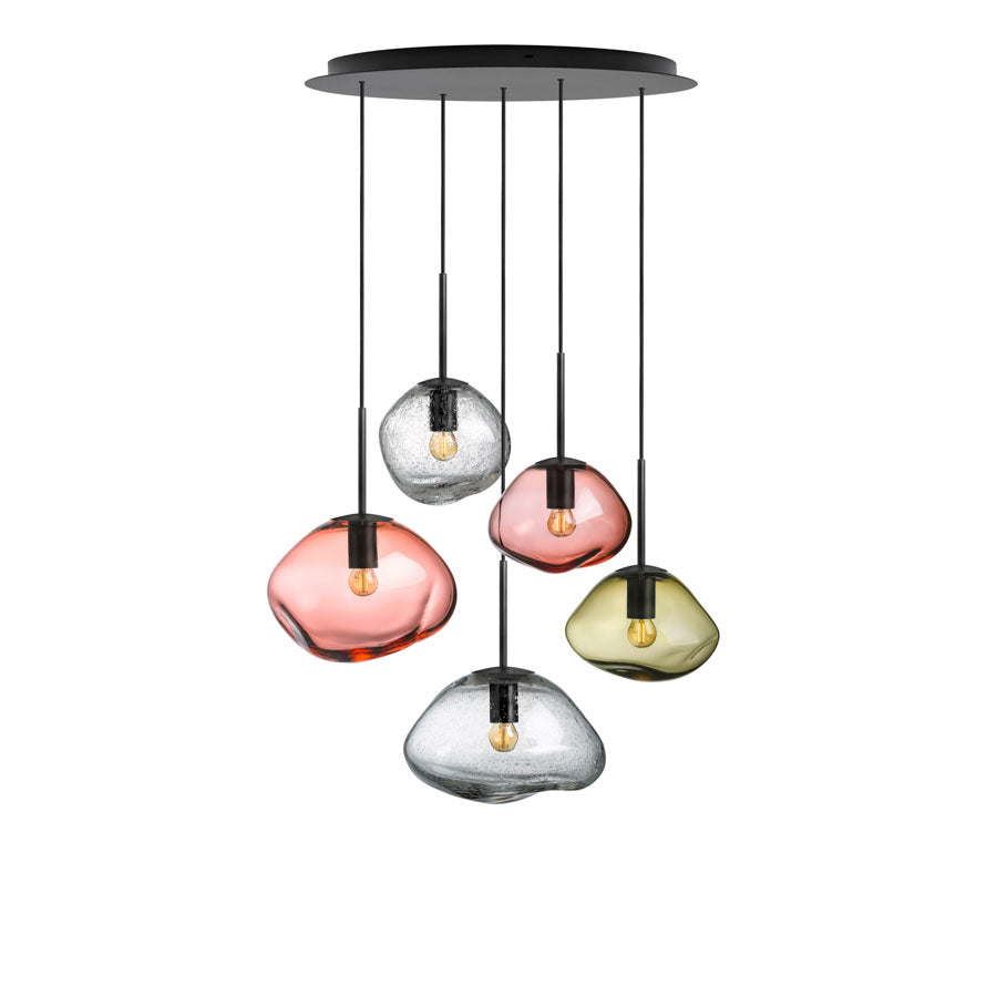 Hadeland Glassverk Crystal Stone Pendellampe Thule 5stk
